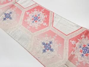 リサイクル　亀甲に華紋模様織出し袋帯